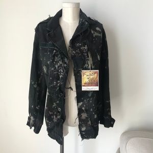 [LF] Furst of a Kind Splatter Camo Distress Jacket